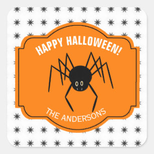 Happy Halloween Spider ID215 Quadratischer Aufkleber