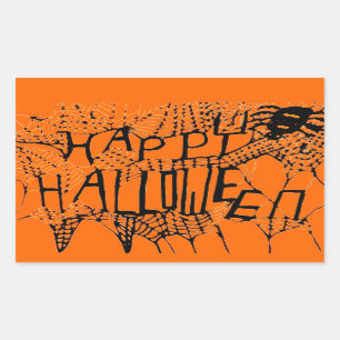 HAPPY HALLOWEEN SPIDER WEB-Aufkleber Rechteckiger Aufkleber