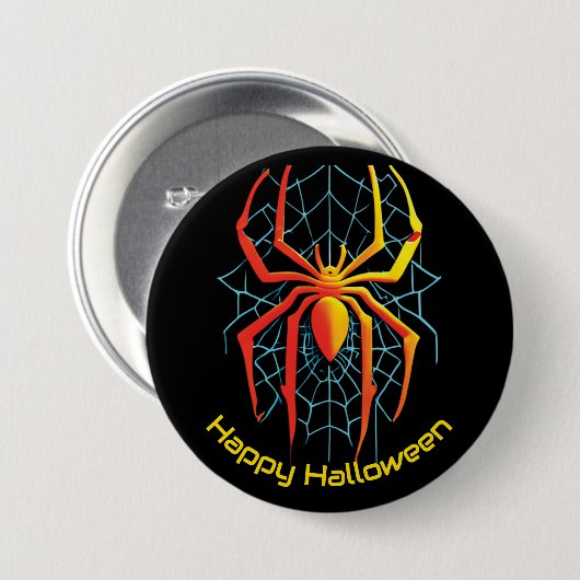 Happy Halloween Spider Web Button (Vorne & Hinten)