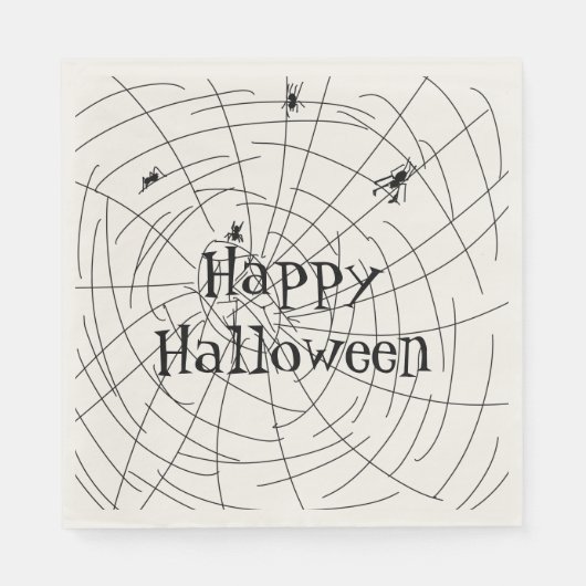 Happy Halloween Spider Web Doodle Illustration Serviette (Vorderseite)