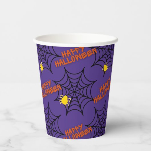 Happy Halloween Spider Web Pappbecher (Rückseite)