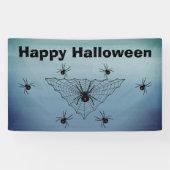 Happy Halloween Spider Web Poison Spider Blue Grey Banner (Horizontal)