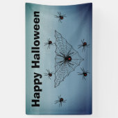 Happy Halloween Spider Web Poison Spider Blue Grey Banner (Vertikal)
