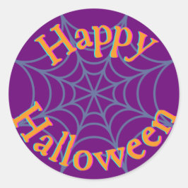 Happy Halloween Spider Web Runder Aufkleber