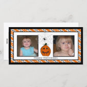 Happy Halloween Spiderweb Foto Cards Feiertagskarte (Vorne/Hinten)