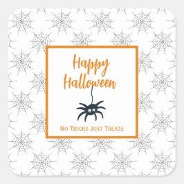 Happy Halloween Spinnennetz kein Trick nur Leckere Quadratischer Aufkleber