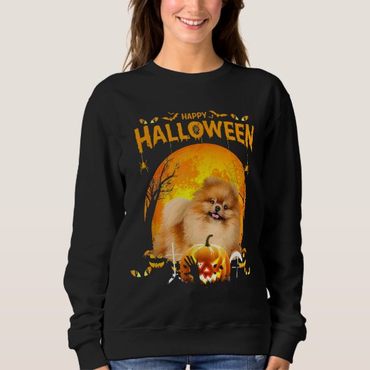 Happy Halloween Spitz Dog Pumpkin Kostüme Th Sweatshirt (Vorderseite)