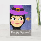 Happy Halloween Spooks Hexe Spider Candy Karte (Vorderseite)