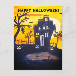 Happy Halloween Spooky Bats Wasserfarbe Vintag Postkarte