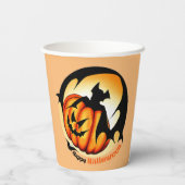 Happy Halloween Spooky Beängstigend Pumpkin Bat Pappbecher (Rückseite)