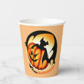 Happy Halloween Spooky Beängstigend Pumpkin Bat Pappbecher (Vorderseite)