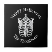 Happy Halloween Spooky Beängstigend Skeleton Simpl Fliese (Vorderseite)