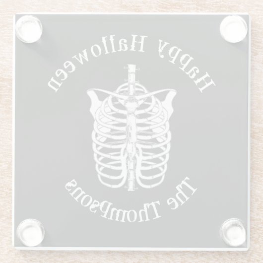 Happy Halloween Spooky Beängstigend Skeleton Simpl Glasuntersetzer (Rückseite)