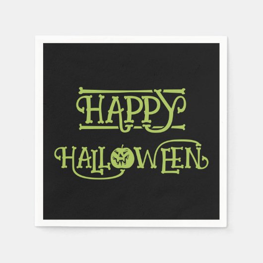 Happy Halloween | Spooky Black & Green Lettering Serviette (Vorderseite)