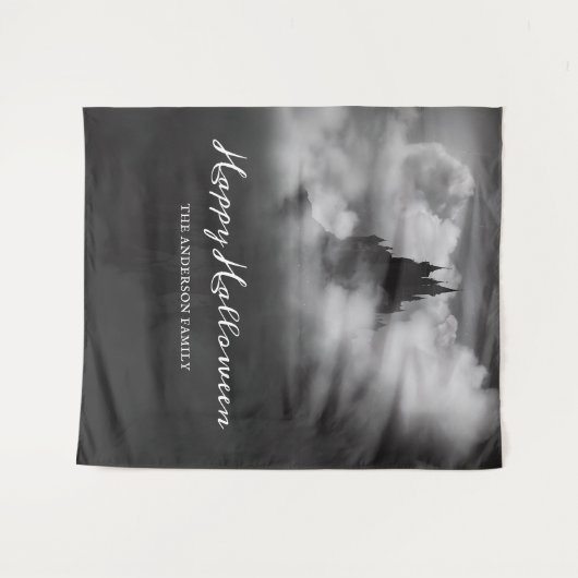 Happy Halloween Spooky Castle Party Hintergrund Wandteppich (Vorderseite (Horizontal))