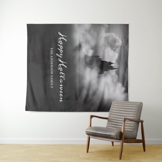 Happy Halloween Spooky Castle Party Hintergrund Wandteppich (Beispiel (Horizontal))