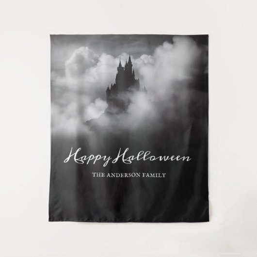 Happy Halloween Spooky Castle Party Hintergrund Wandteppich (Vorderseite)