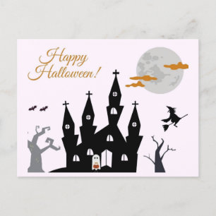 Happy Halloween Spooky Castle Postkarte