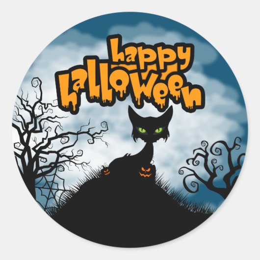 Happy Halloween Spooky Cat Gefallen Geschenk Runder Aufkleber (Vorderseite)