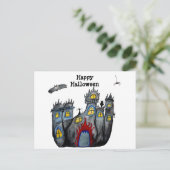 Happy Halloween Spooky Catsle Postcard Postkarte (Stehend Vorderseite)