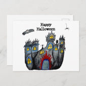 Happy Halloween Spooky Catsle Postcard Postkarte (Vorne/Hinten)