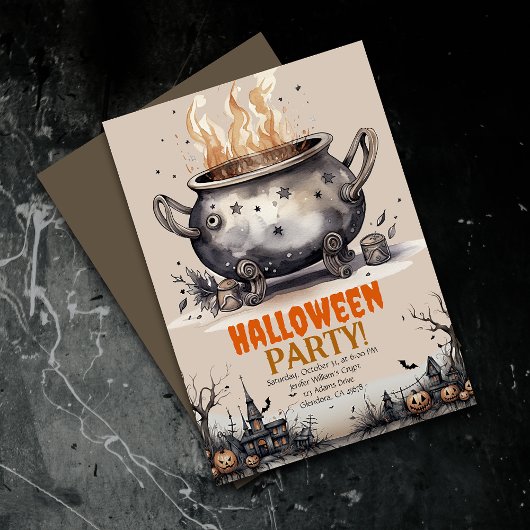 Happy Halloween Spooky Cauldron Party Einladung