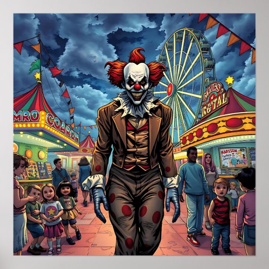 Happy Halloween | Spooky Clown im Karneval Poster (Vorne)