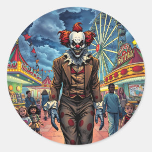 Happy Halloween   Spooky Clown Runder Aufkleber