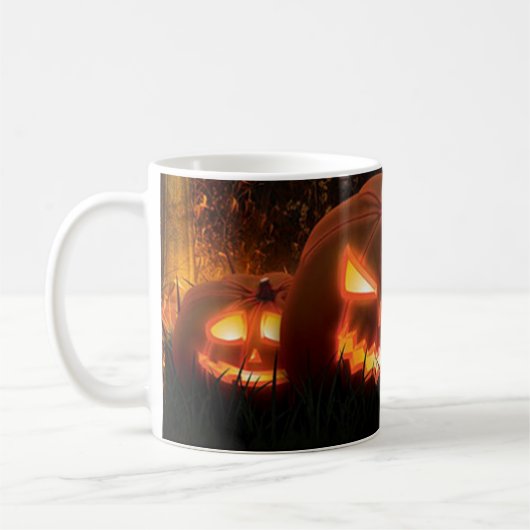 Happy Halloween Spooky Creepy Jack-O-Lanterns Kaffeetasse (Links)