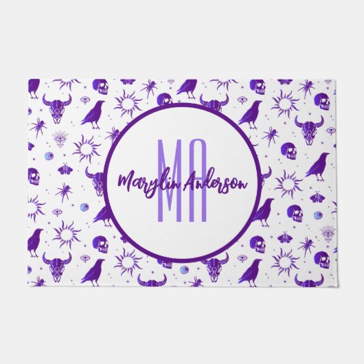 HAPPY HALLOWEEN SPOOKY CUSTOMIZABLE MONOGRAMM FUßMATTE (Vorderseite)