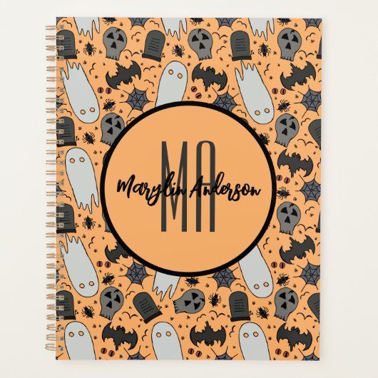 HAPPY HALLOWEEN SPOOKY CUSTOMIZABLE MONOGRAMM PLANER (Vorderseite)