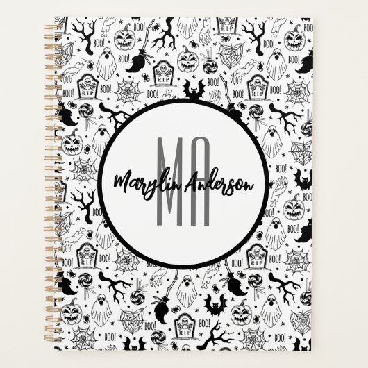 HAPPY HALLOWEEN SPOOKY CUSTOMIZABLE MONOGRAMM PLANER (Vorderseite)