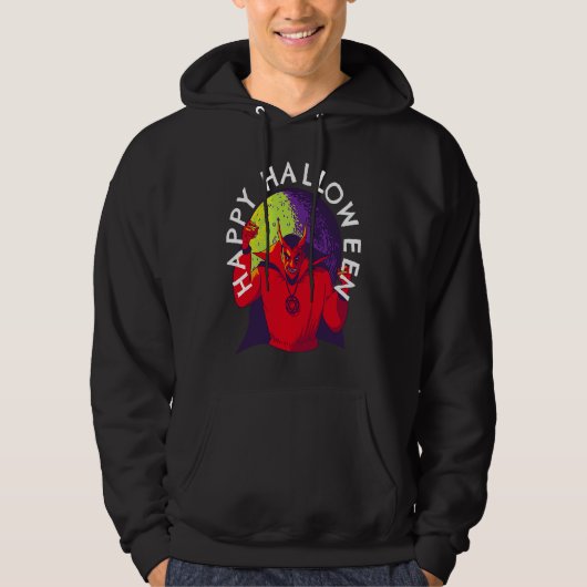 Happy Halloween Spooky Devil Satan in Full Moon Hoodie (Vorderseite)