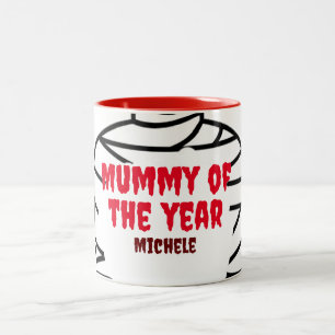 Happy Halloween Spooky Familie Mummy of the Year Zweifarbige Tasse