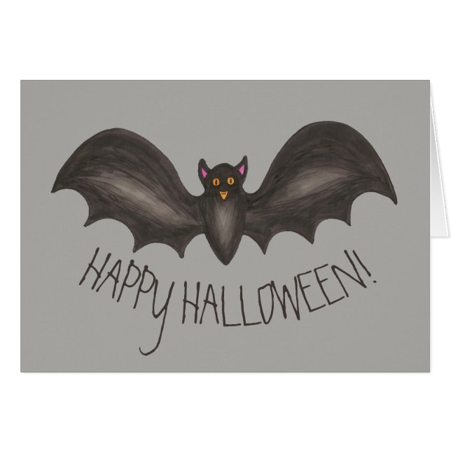 Happy Halloween Spooky Flying Black Bat (Vorderseite (Horizontal))