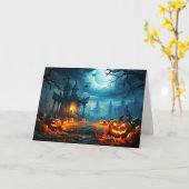 Happy Halloween Spooky Friedhof Karte (Gelbe Blume)