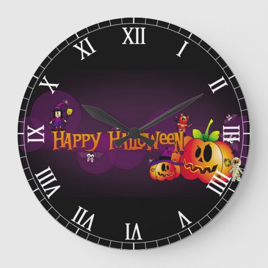 Happy Halloween Spooky Friends Große Wanduhr (Vorderseite)