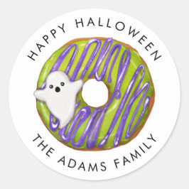Happy Halloween Spooky Ghost Donut Runder Aufkleber