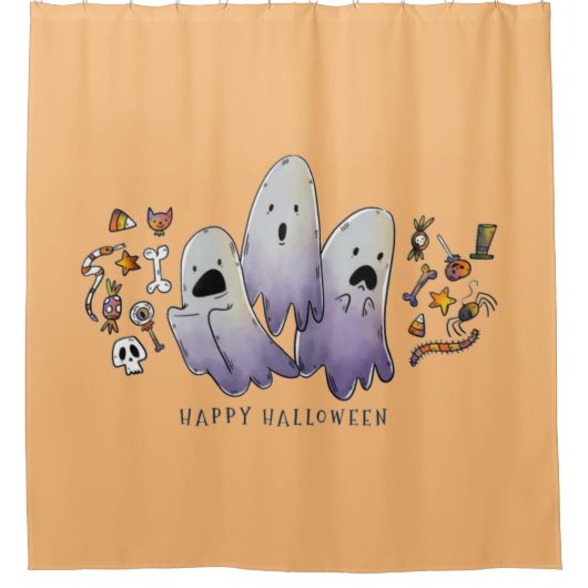 Happy Halloween Spooky Ghost Duschvorhang (Vorderseite)