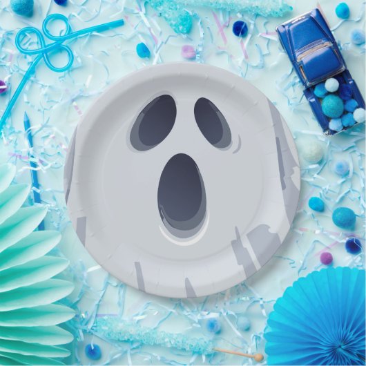 Happy Halloween Spooky Ghost Face Pappteller (Party)