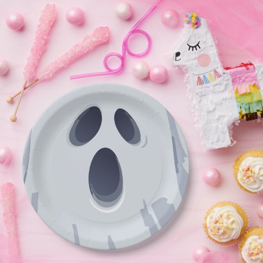 Happy Halloween Spooky Ghost Face Pappteller (Party)