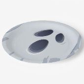Happy Halloween Spooky Ghost Face Pappteller (Schrägansicht)