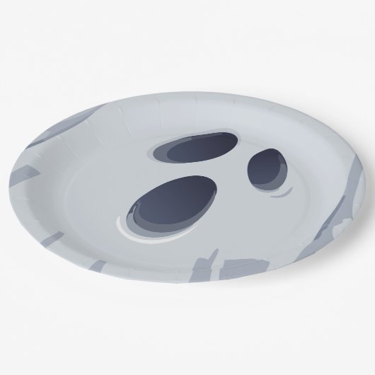 Happy Halloween Spooky Ghost Face Pappteller (Schrägansicht)