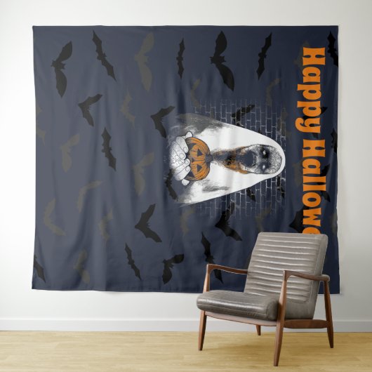 Happy Halloween Spooky Ghost und Pumpkin Wandteppich (Beispiel (Horizontal))