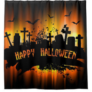 Happy Halloween Spooky Grave Yard Duschvorhang