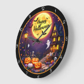 Happy Halloween Spooky Haunted House Große Wanduhr (Winkel)