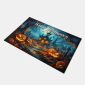Happy Halloween | Spooky Illuminving Pumpkins Fußmatte (Schrägansicht)