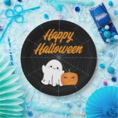 Happy Halloween Spooky Kids Party Black Pappteller (Party)