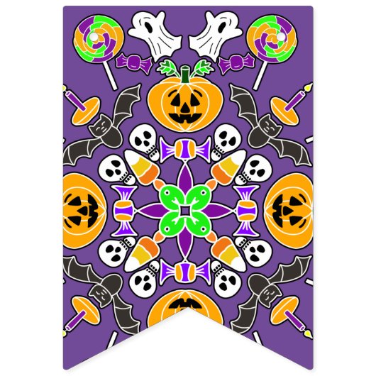 Happy Halloween Spooky Mandala Jagdfahnen Wimpelkette (Zweite Fahne)