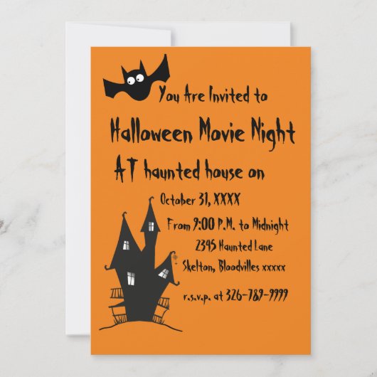 Happy Halloween Spooky Movie Night Einladung (Vorderseite)